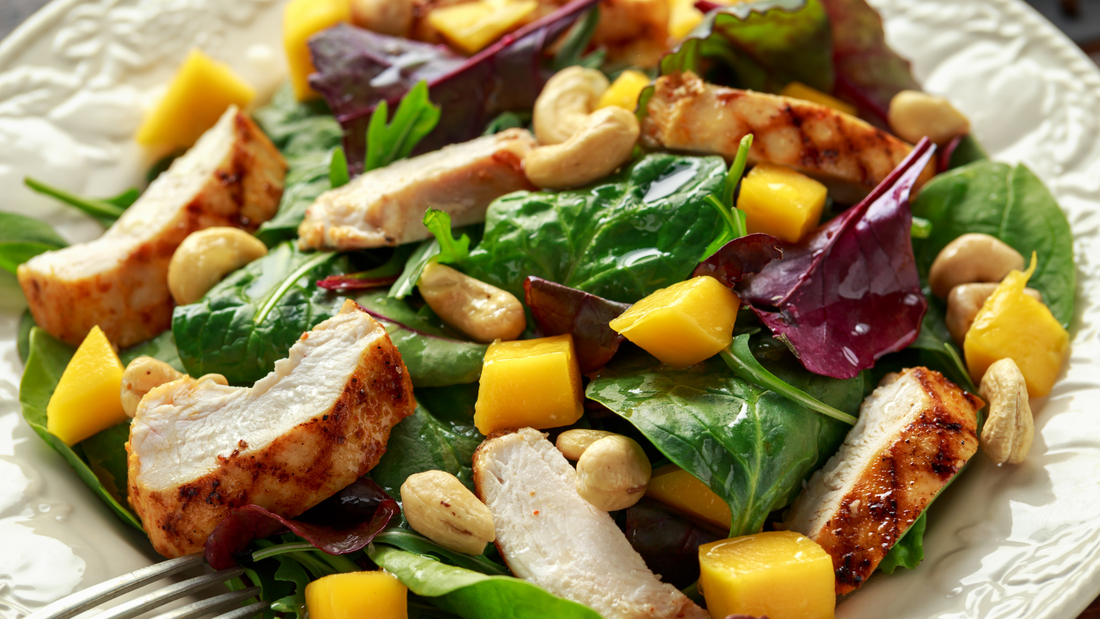 Healthy Vision Recipe: Grilled Chicken & Mangoes on Baby Greens